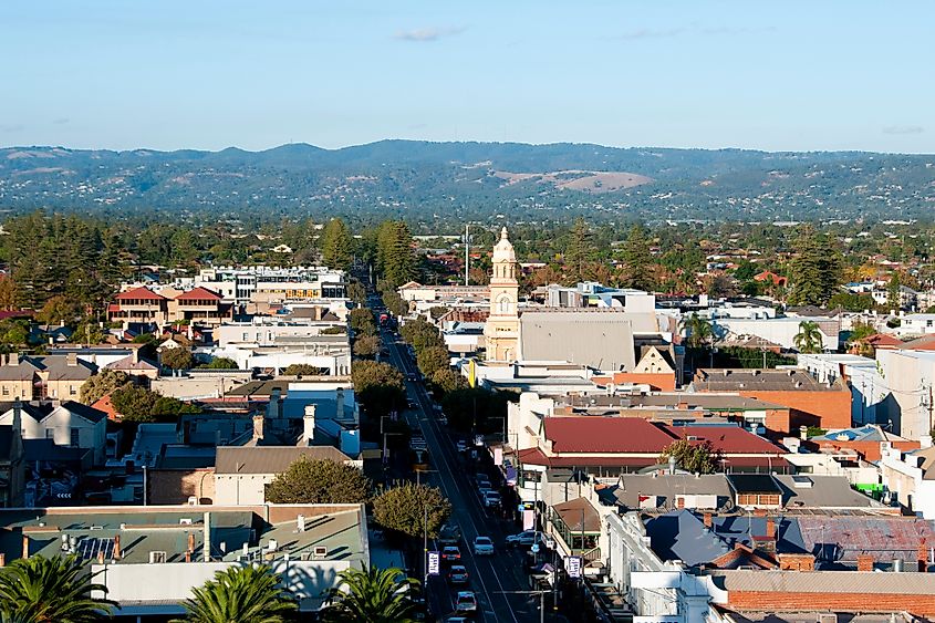 Aerial view of Glenelg in South Australia.