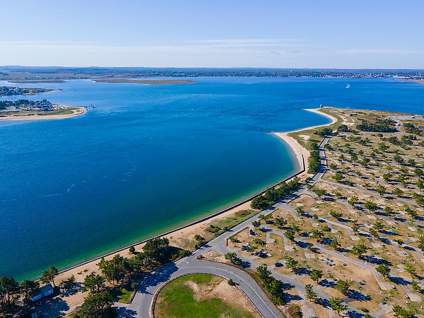 Merrimack River mouth to the Atlantic Ocean between town of Salisbury and city of Newburyport, Massachusetts