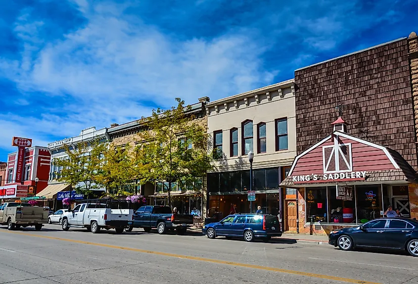 Downtown street in Sheridan, Wyoming.