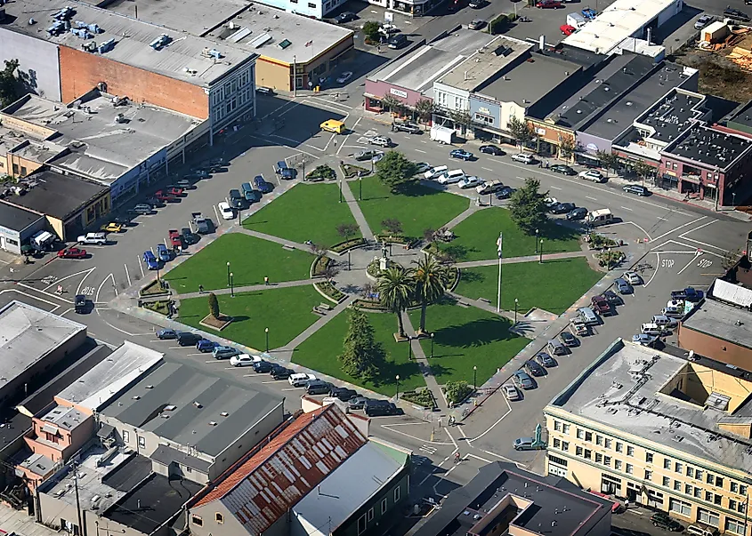 Aerial view of the Arcata Plaza