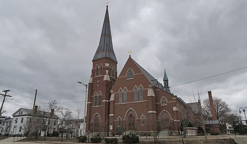 Saint Joseph Cathedral Clear Day View Manchester, New Hampshire.