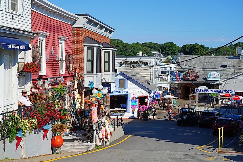 View of Boothbay Harbor, a tourist fishing town in Lincoln County, Maine, United States, via EQRoy / Shutterstock.com