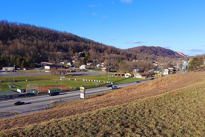 View of Berkely Springs from atop a hill