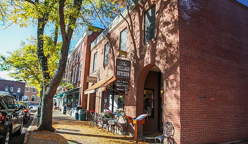 The Village Butcher shop storefront in Woodstock. Image credit Miro Vrlik Photography via Shutterstock.