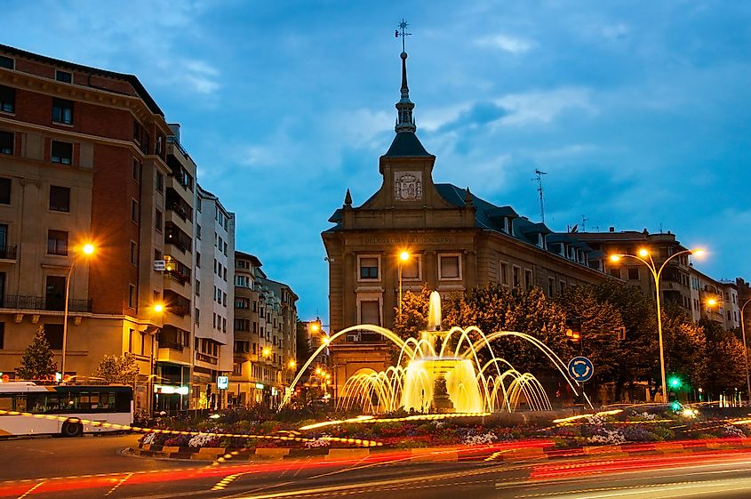 Nightlife in the center of Pamplona, Spain