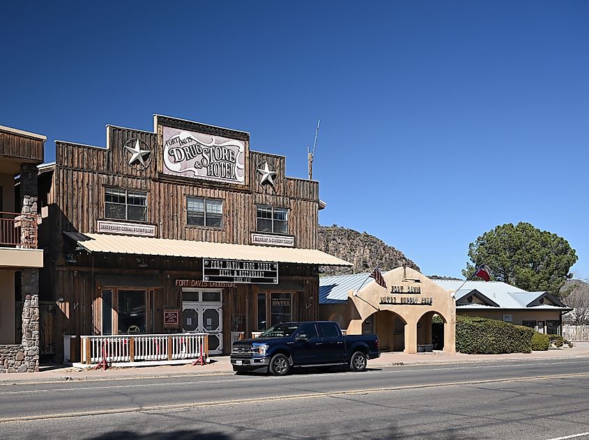 Fort Davis Drugstore and Hotel in Fort Davis, Texas.