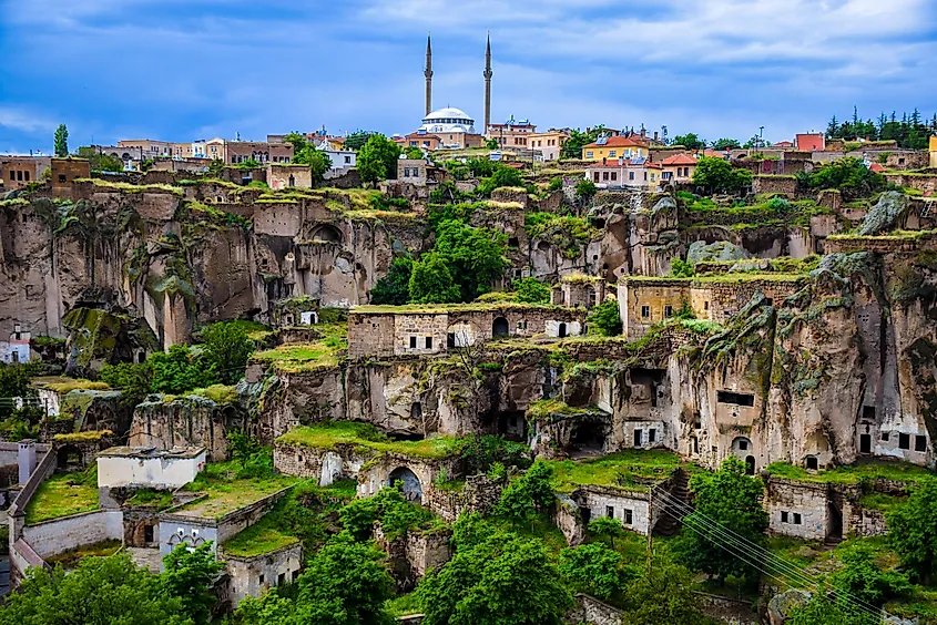 Guzelyurt town and the underground city near Ihlara valley in Cappadocia, Turkey