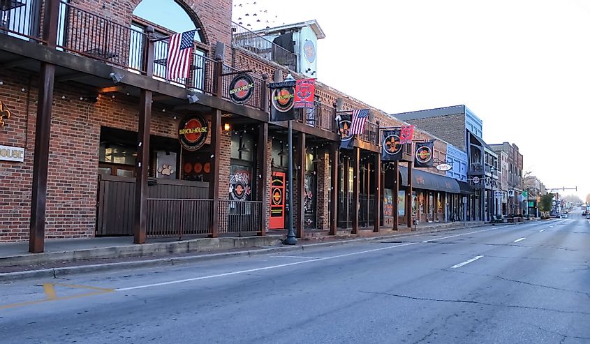 Jonesboro, Arkansas street lined with bars. 