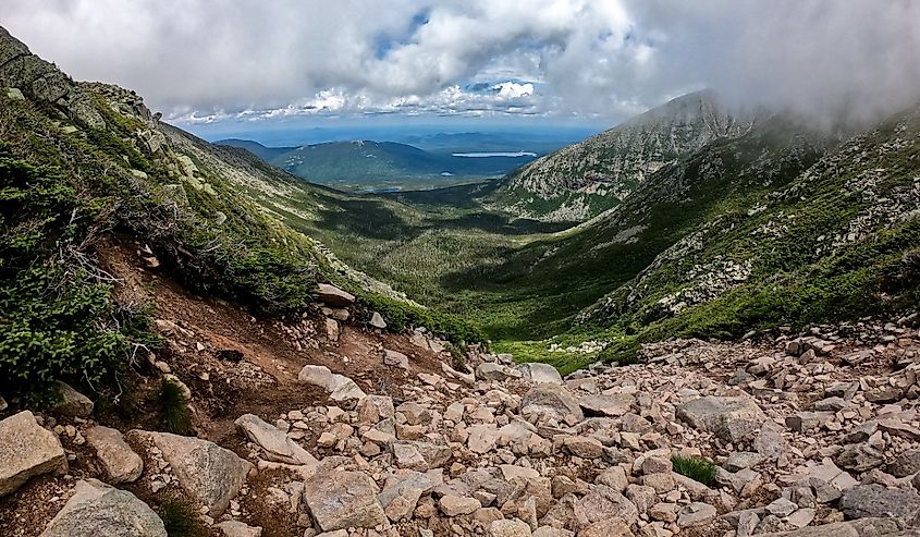 Hiking in Baxter State Park Maine Knife's Edge Trail to mount Katahdin