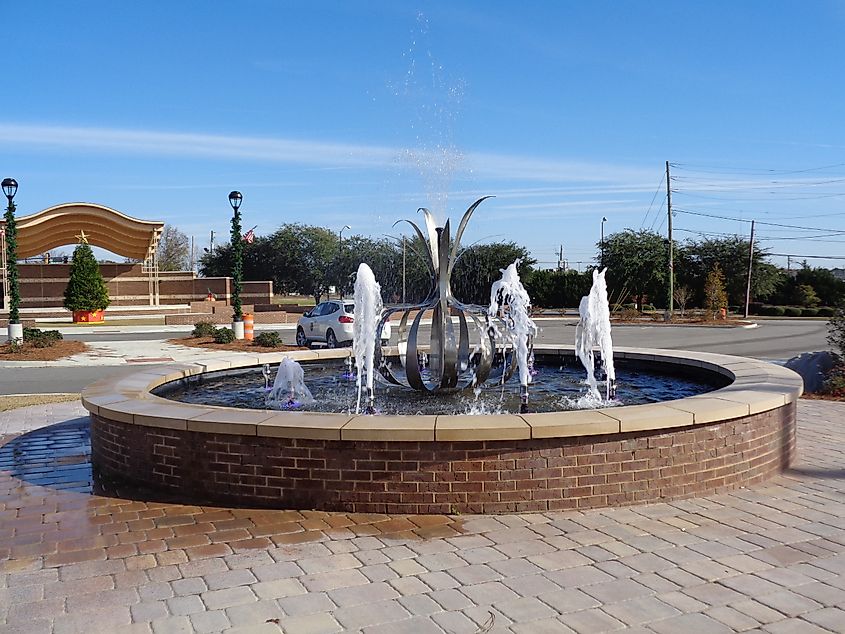 Fountain in Vidalia downtown park, Vidalia, Toombs County, Georgia