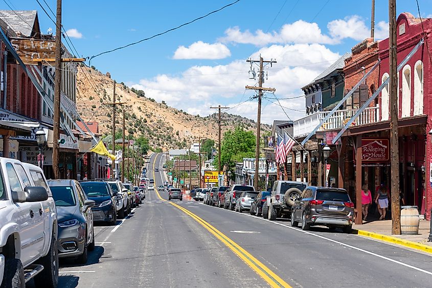 The historic Main Street in Virginia City, Nevada