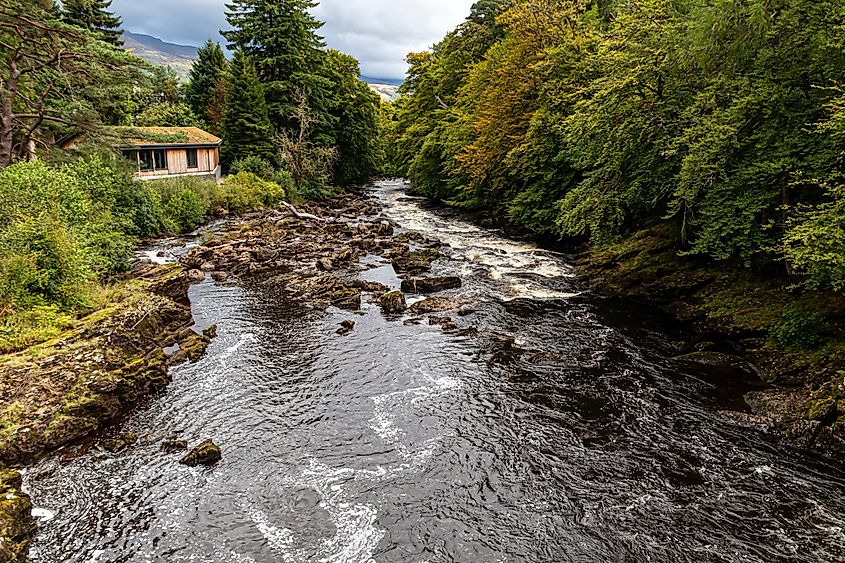 Stunning waterfall area near Killin, Scotland.