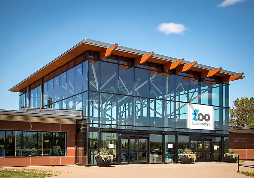 The modern new entrance to the Assiniboine Park Zoo in Winnipeg, Canada