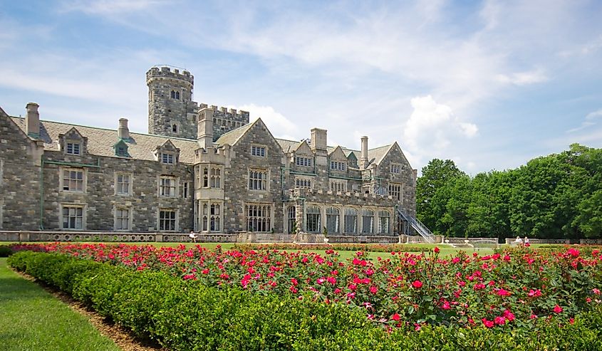 Historic Long Island gold coast mansion, The Hempstead House at Sands Point Preserve in New York