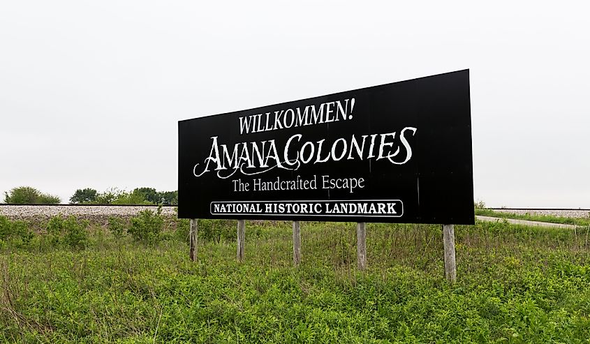 Amana Colonies welcome sign. 