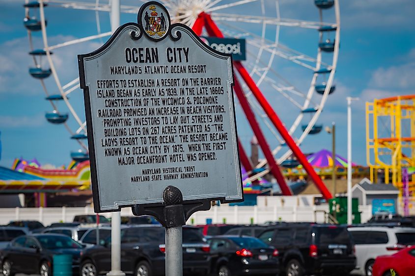 A Historical Marker Sign on the Ocean City boardwalk.