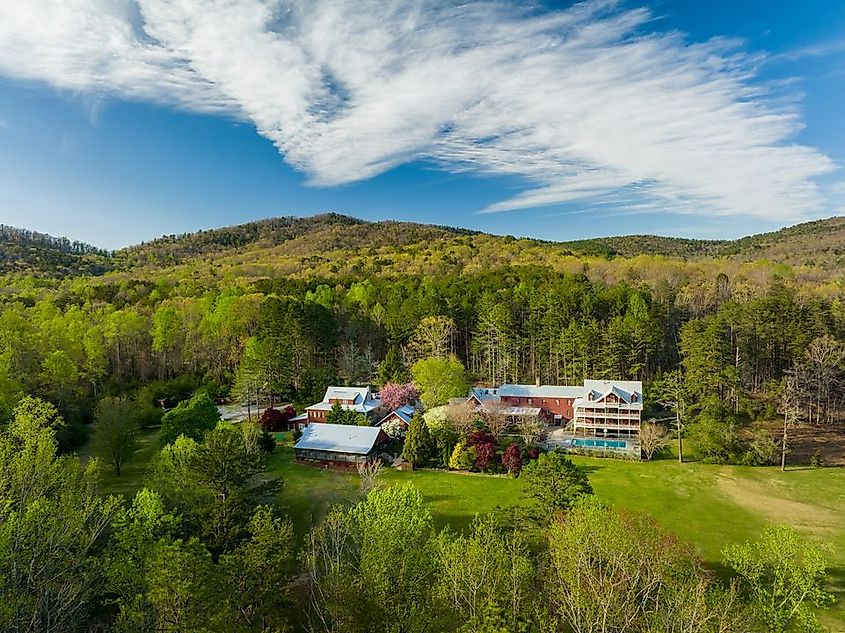 Beautiful greenery surrounding the Glen-Ella Springs Inn, via 