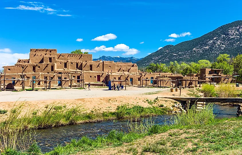 The ancient village of Taos Pueblo new Taos, New Mexico.