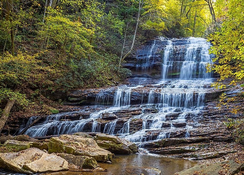 Waterfalls at Pearsons Waterfall and Glen off NC Hwy 176 between Tryon and Saluda in North Carolina 