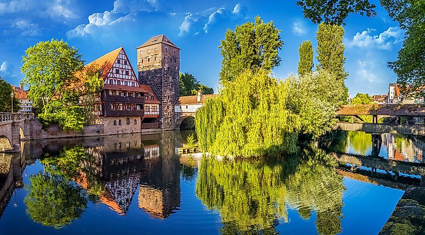 The Imperial Castle of Nuremberg above the medieval old town and city walls.