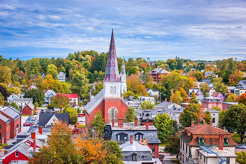Montpelier, Vermont's town skyline features a mix of historic and modern architecture.