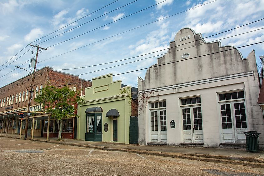 Historical buildings in Woodville, Mississippi.