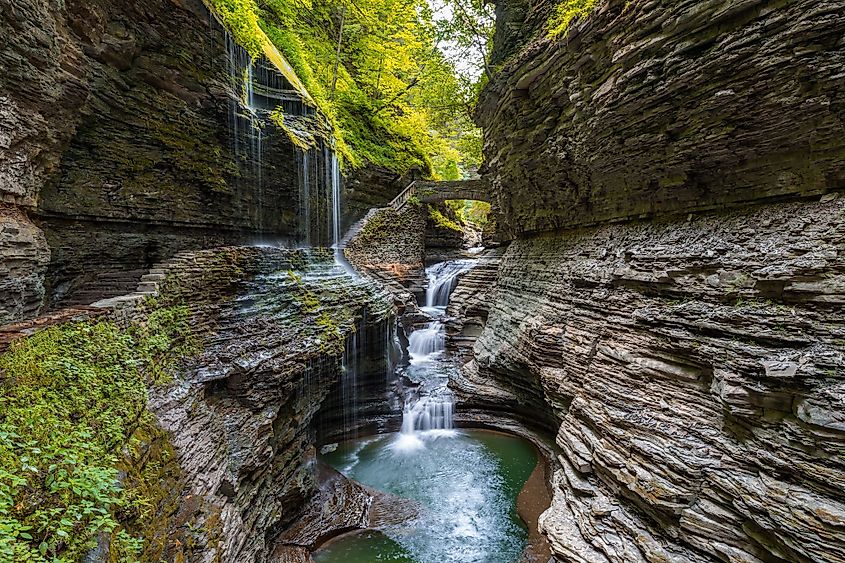 Rainbow Falls at Watkins Glen State Park in Watkins Glen, New York