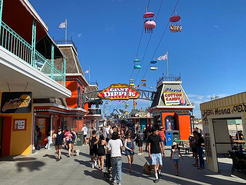The lively and colorful carnival boarwalk in Santa Cruz.