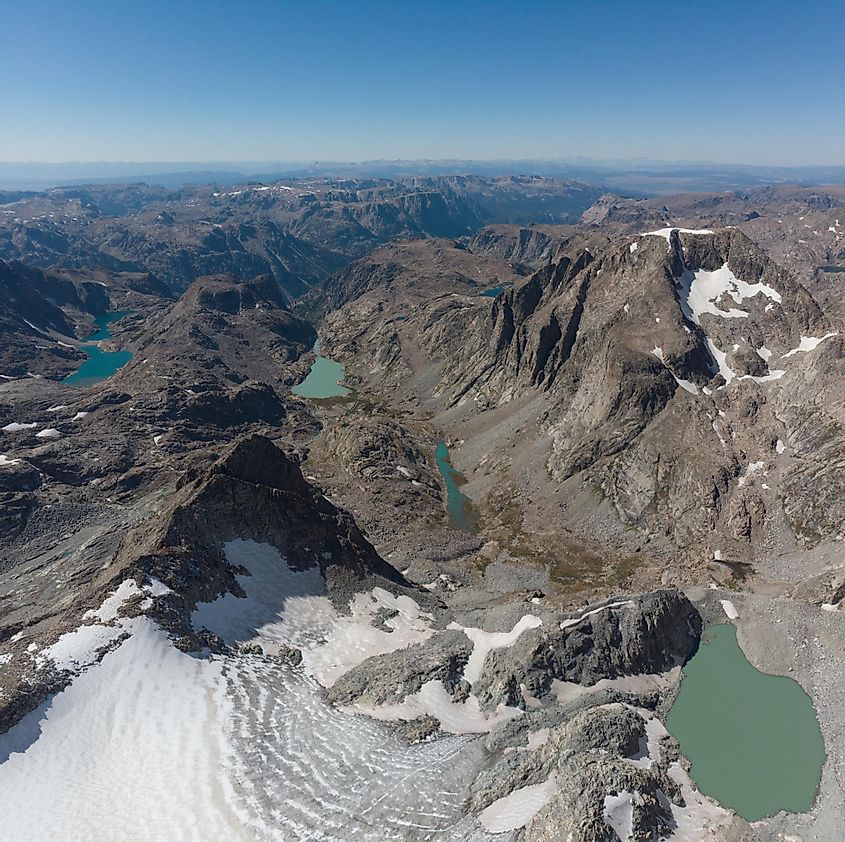 Aerial view of the Gannett Peak in Wyoming.