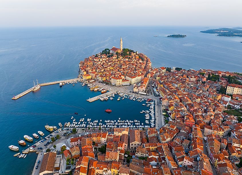 Aerial view of Rovinj, Croatia.