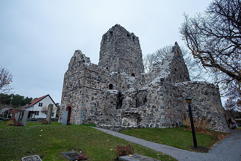 The historic Church of Saint Olof in Sigtuna, Sweden.