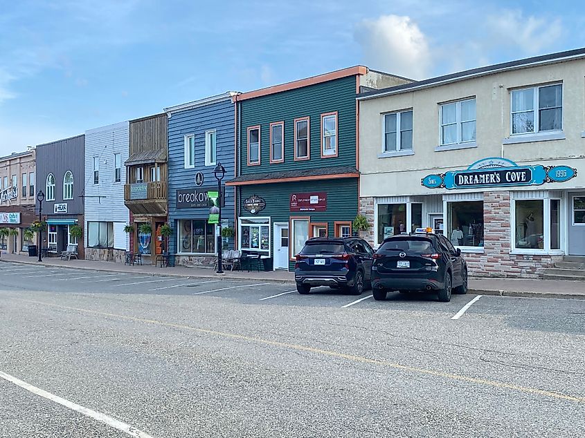 The colorful commercial waterfront of Little Current - Manitoulin Island's northernmost town.