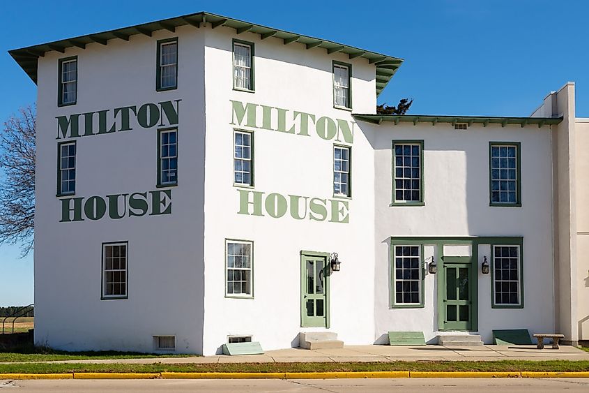 The exterior of the historic Milton House, built in 1844 and a stop on the Underground Railroad, in Milton, Wisconsin
