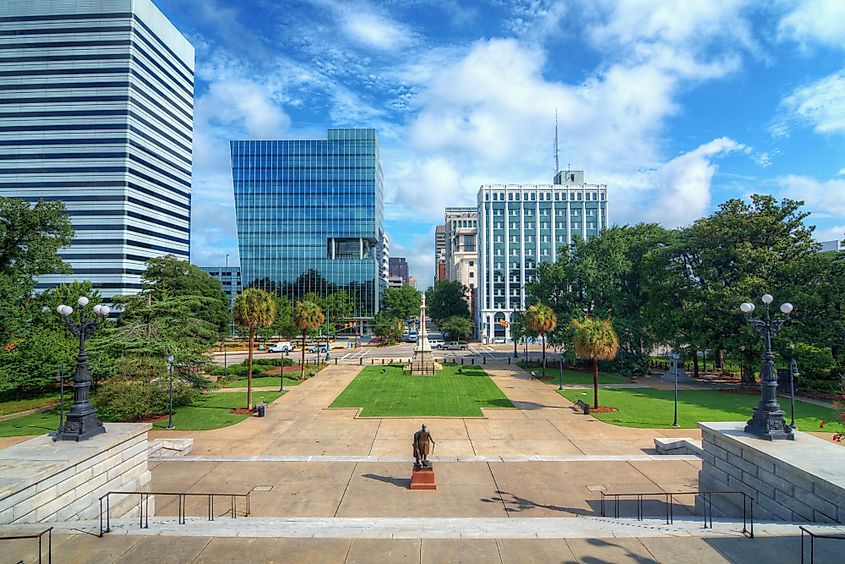 Skyline of downtown Columbia, South Carolina, on Main Street