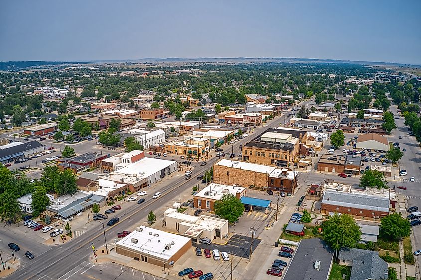 Aerial view of Spearfish, South Dakota, in summer