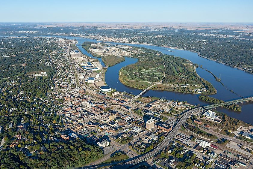 Aerial view of Moline, Illinois