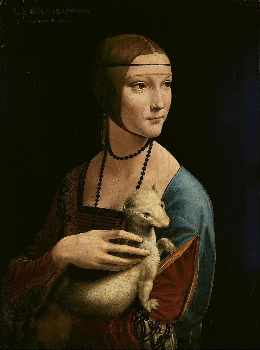 Leonardo da Vinci's Lady with an Ermine (1489–1491). National Museum, Kraków, Poland.