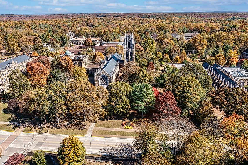 Aerial view of the The University of the South in Sewanee, Tennessee.