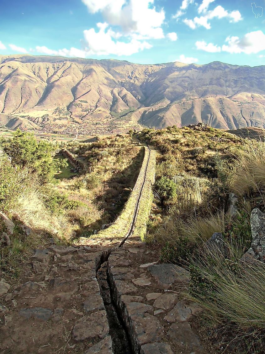 Incan aqueduct at Tipon, Cusco, Peru.