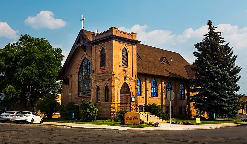 Street view of the beautiful St. Lawrence Catholic Church in Heber City, Utah