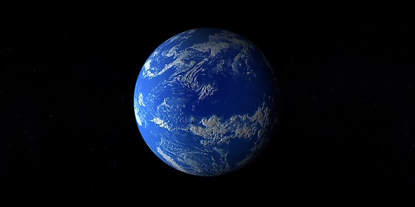 Artist concept of Habitable exoplanet TOI 700 d orbiting a red dwarf star