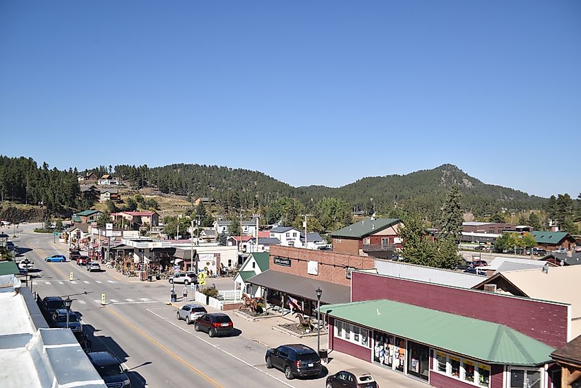 Aerial view of Hill City, South Dakota.