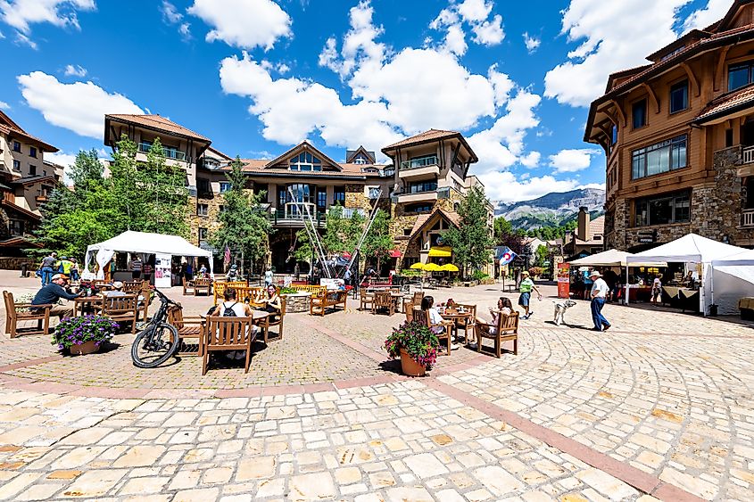 The heritage plaza in Telluride, Colorado