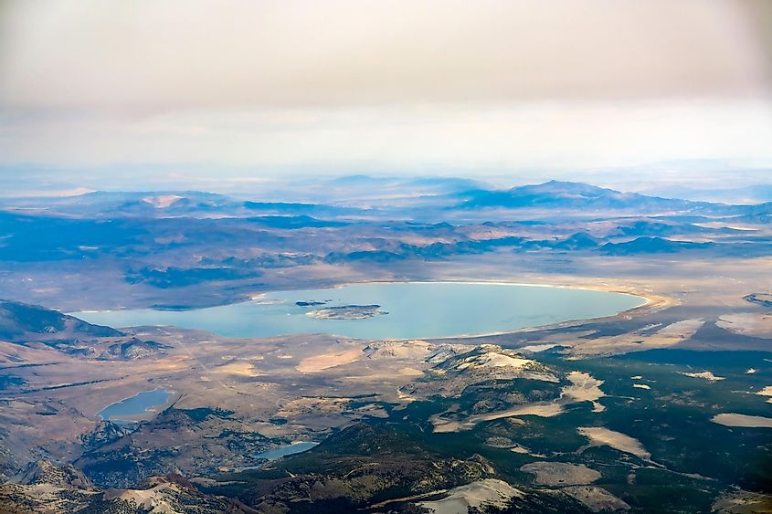 Aerial view of the famous Mono Lake at California