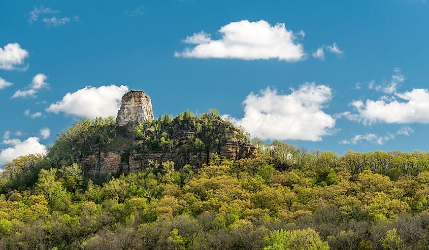 Sugar Loaf bluff in Winona, Minnesota.