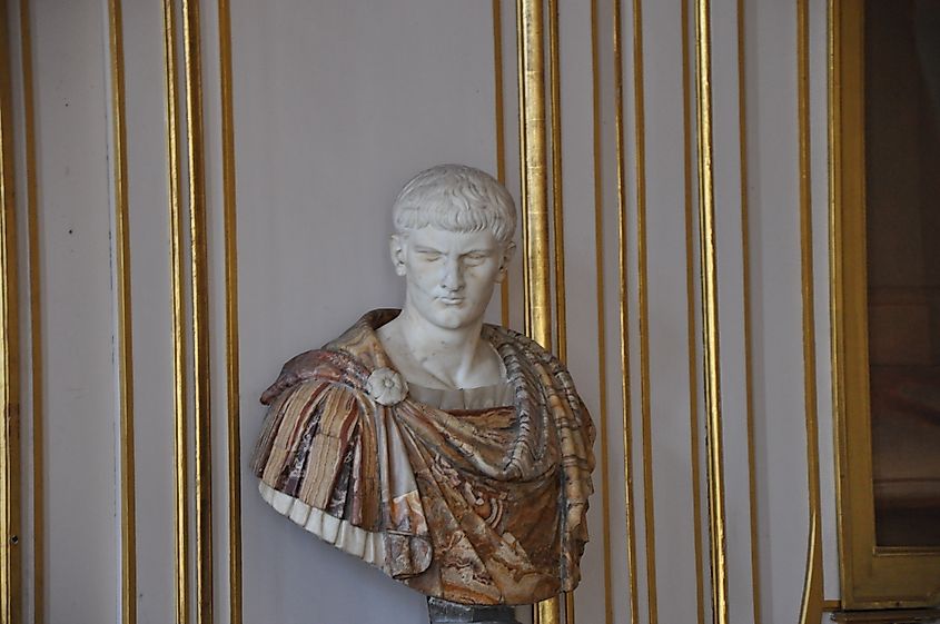 Bust of Roman Emperor Caligula in Palais Rohan, Strasbourg, France