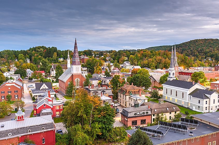 Skyline of the beautiful city of Montpelier in Vermont.