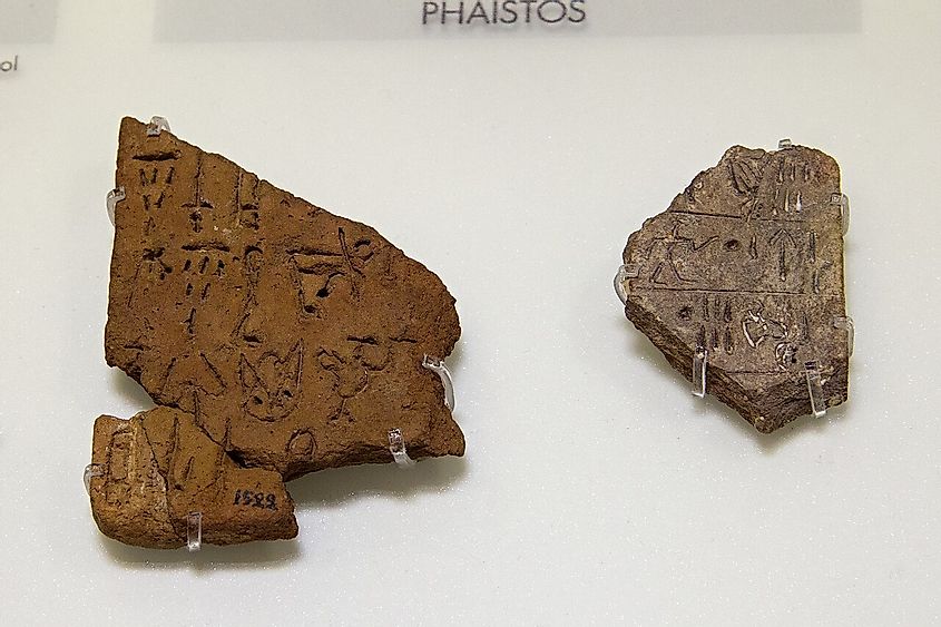 Minoan inscriptions in Linear A script.