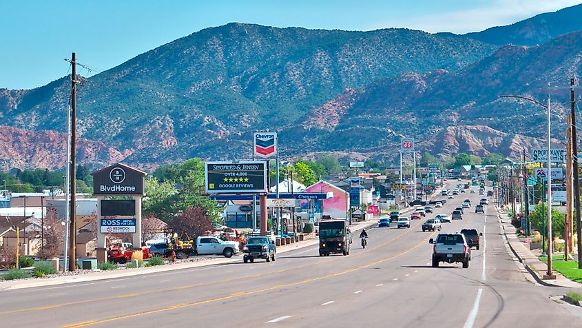 Highway through Cedar City, Utah.