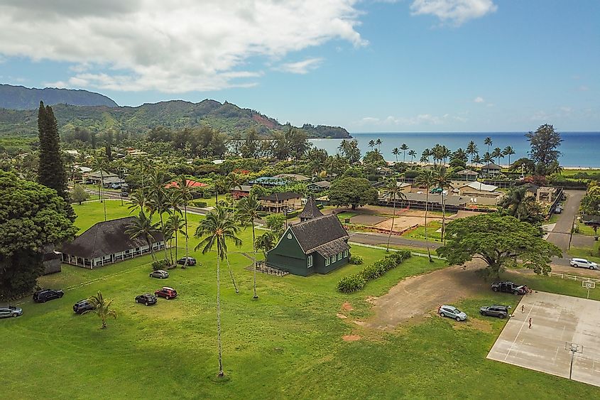 The beautiful beach town of Hanalei, Hawaii.